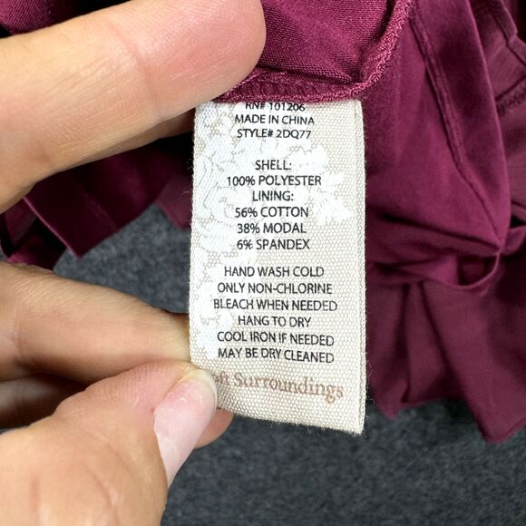 Soft Surroundings Capizzi Blouse Women's Large Red Wine Maroon Balloon Sleeve - Picture 8 of 8